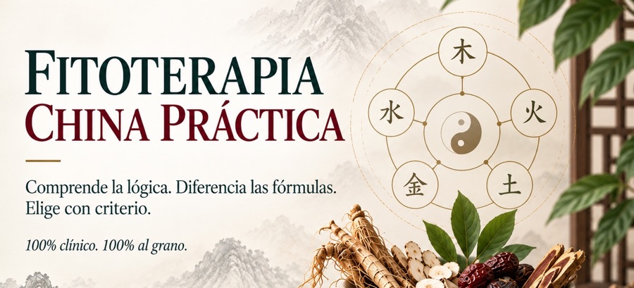 Cartel de Fitoterapia China Práctica con los cinco elementos y plantas medicinales chinas